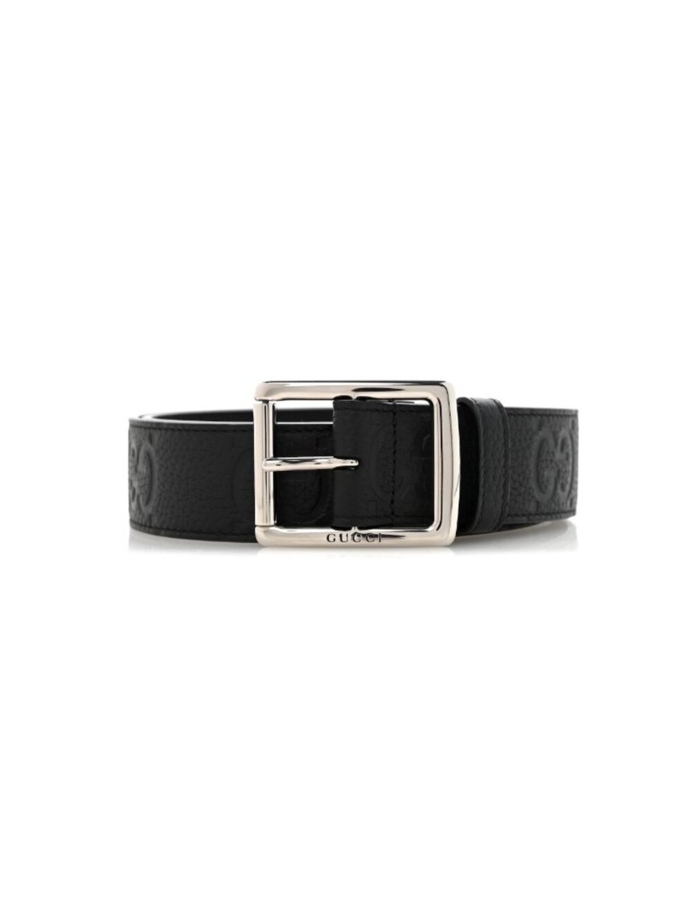 Gucci Men’s Jumbo GG Embossed Piuma Calfskin W35mm Belt Black 80cm 761567